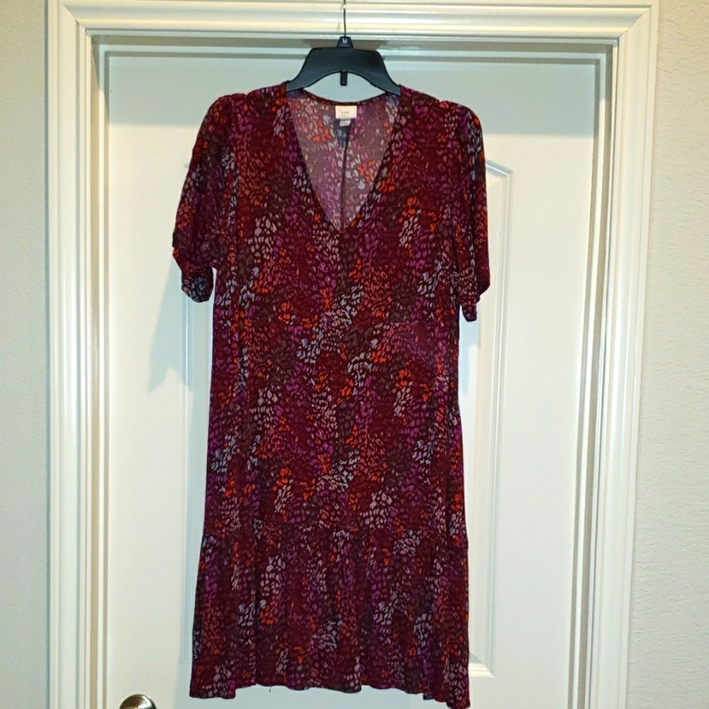 Multicolor V-Neck Dress, Size Lg.